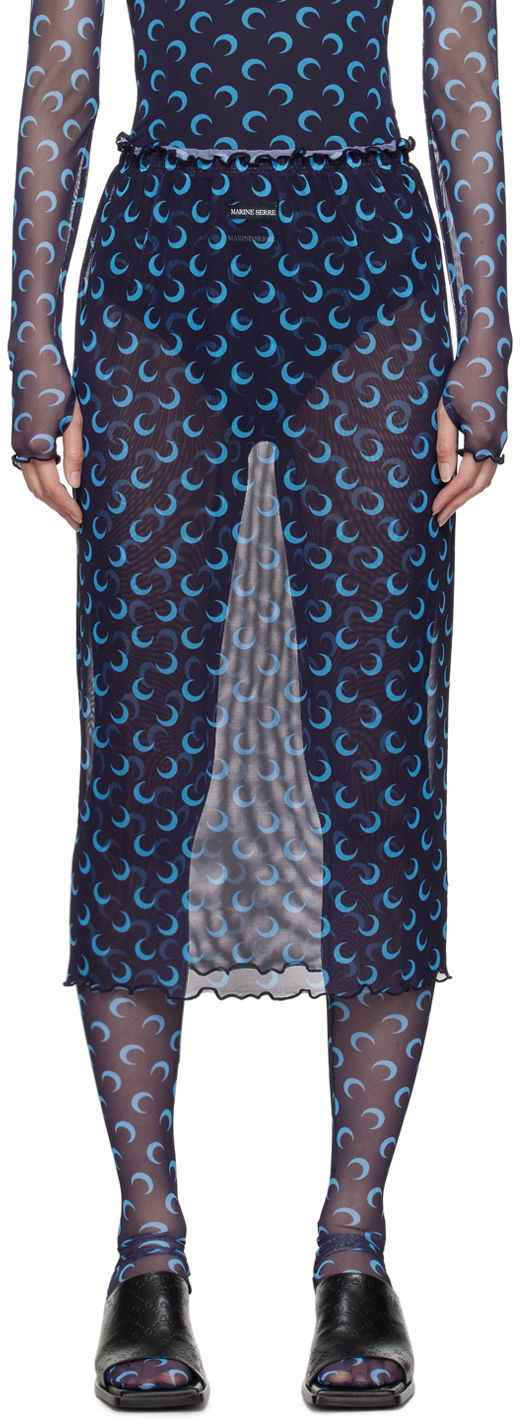 Sukňa Marine Serre Moon Printed Midi Skirt Modrá | WSK084A, 0