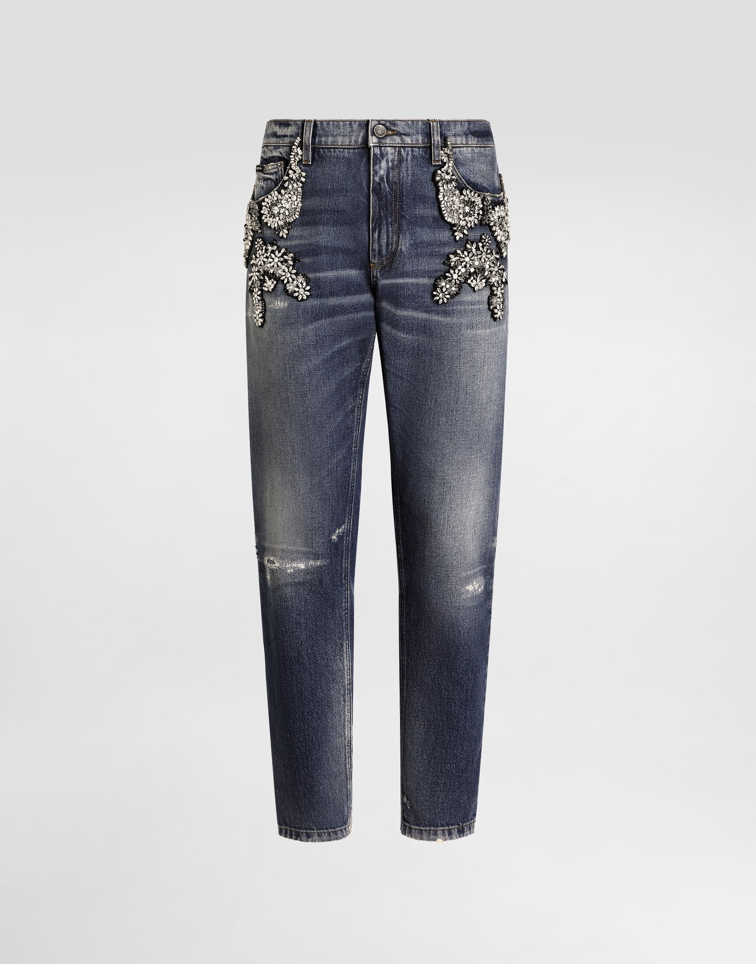 Džínsy Dolce & Gabbana Embellished Distressed Denim Jeans 52 Modrá | GYJDAZG8OK1S9001, 0