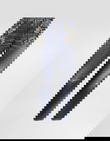 Džínsy Dolce & Gabbana Embellished Distressed Denim Jeans 52 Modrá | GYJDAZG8OK1S9001, 0