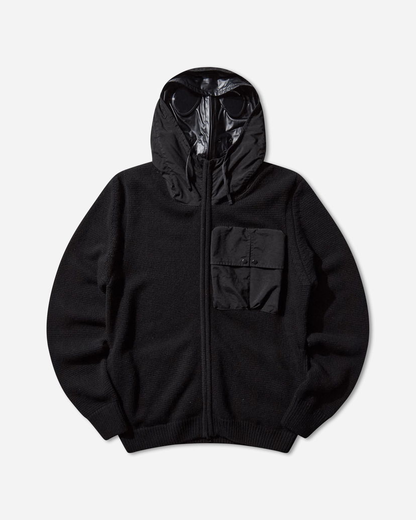 Sveter C.P. Company Lambswool Mixed Full Zip Goggle Hood Cardigan Čierna | 19CMKN245A-110149M 999