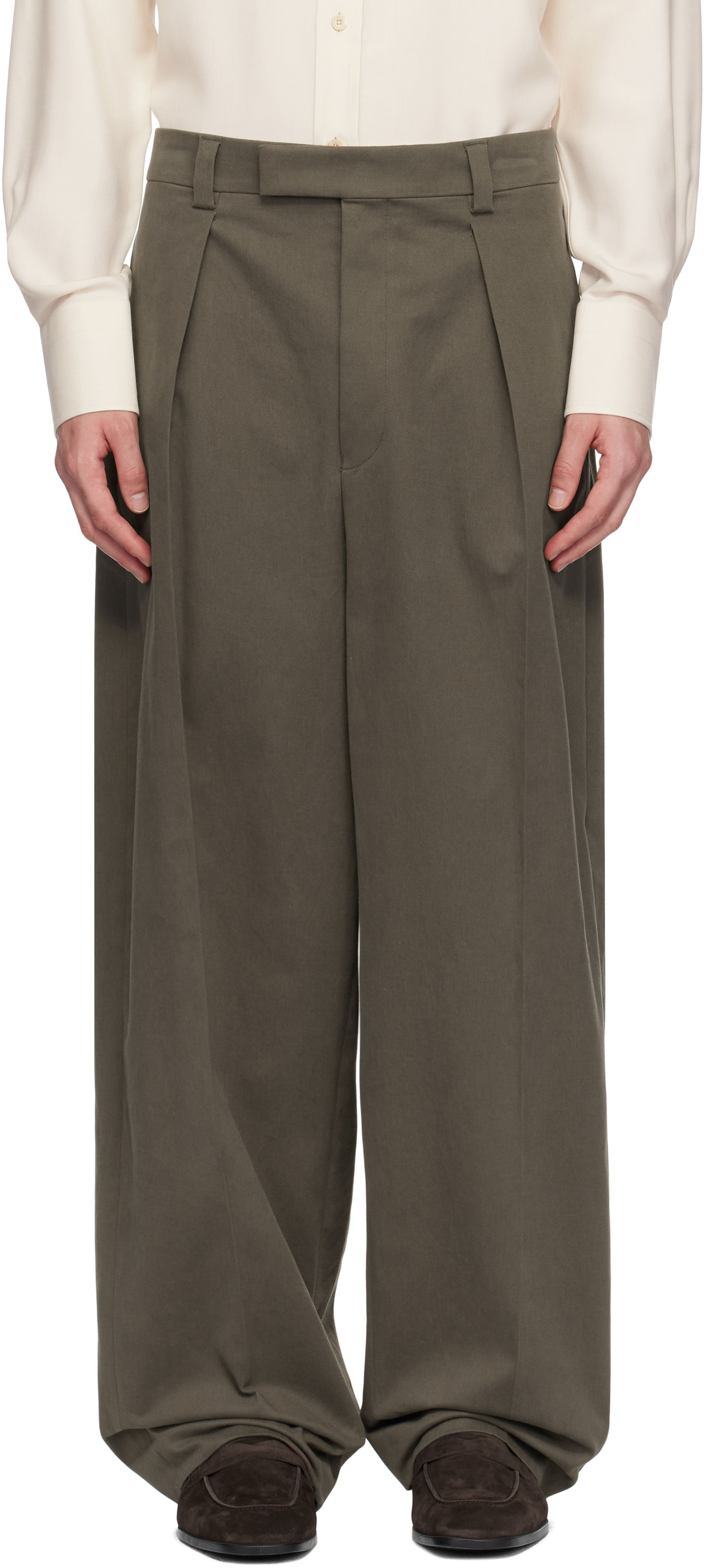 Nohavice FERRAGAMO Ferragamo Inverted Pleats Trousers Zelené | 782861, 0