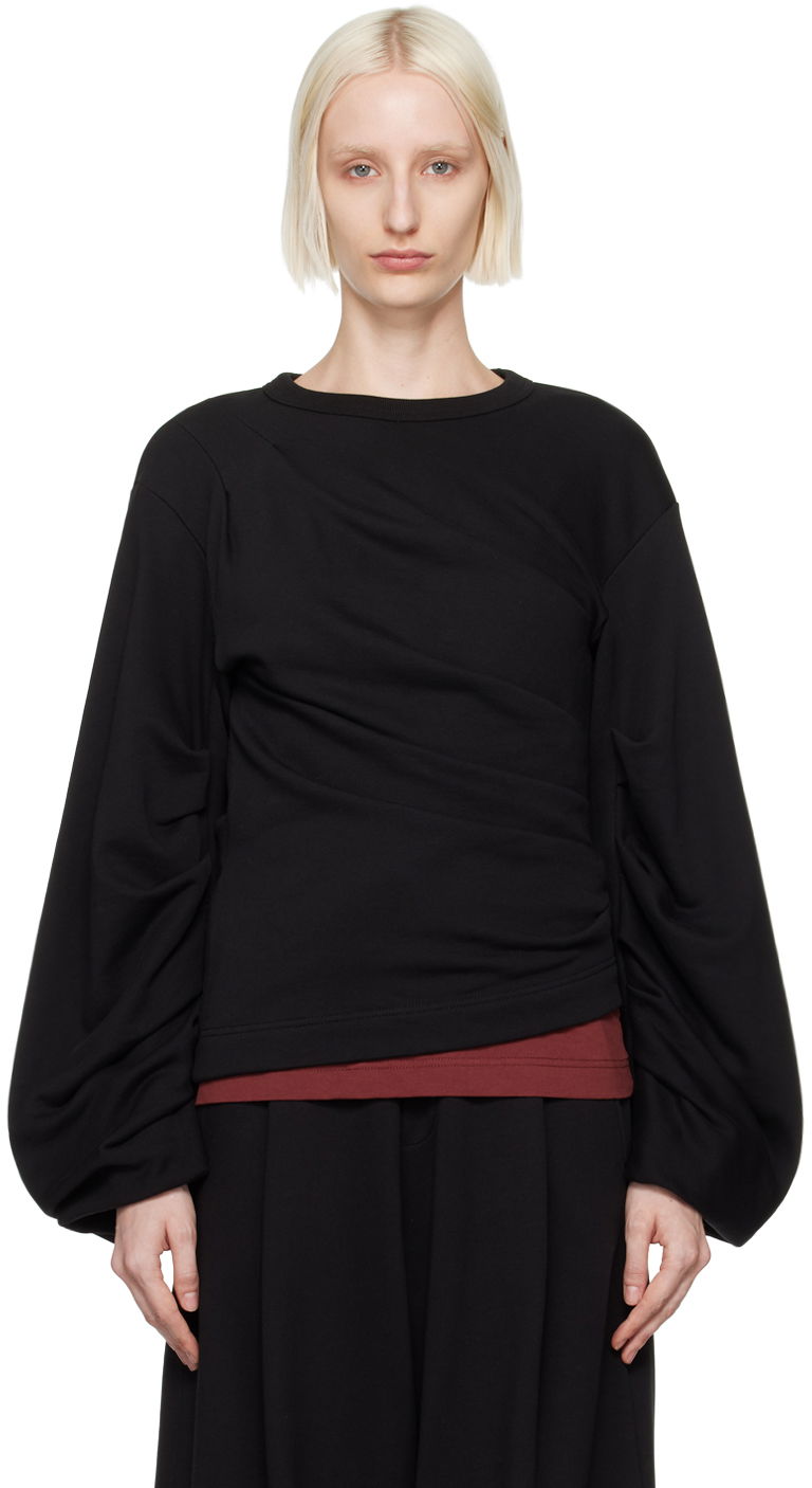 Mikina Dries Van Noten Pleated Sweatshirt Čierna | 242-011160-9610, 0