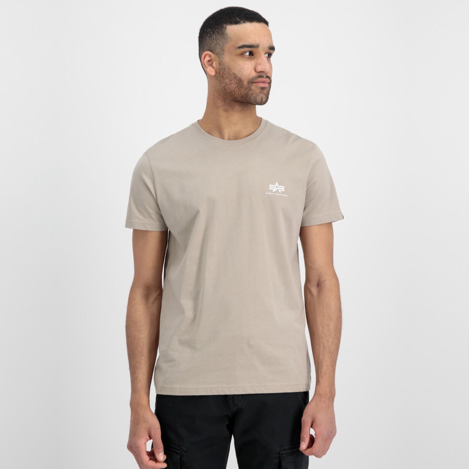 Tričko Alpha Industries Basic Logo-Patched Cotton-Jersey T-Shirt Béžová | 188505-679, 1