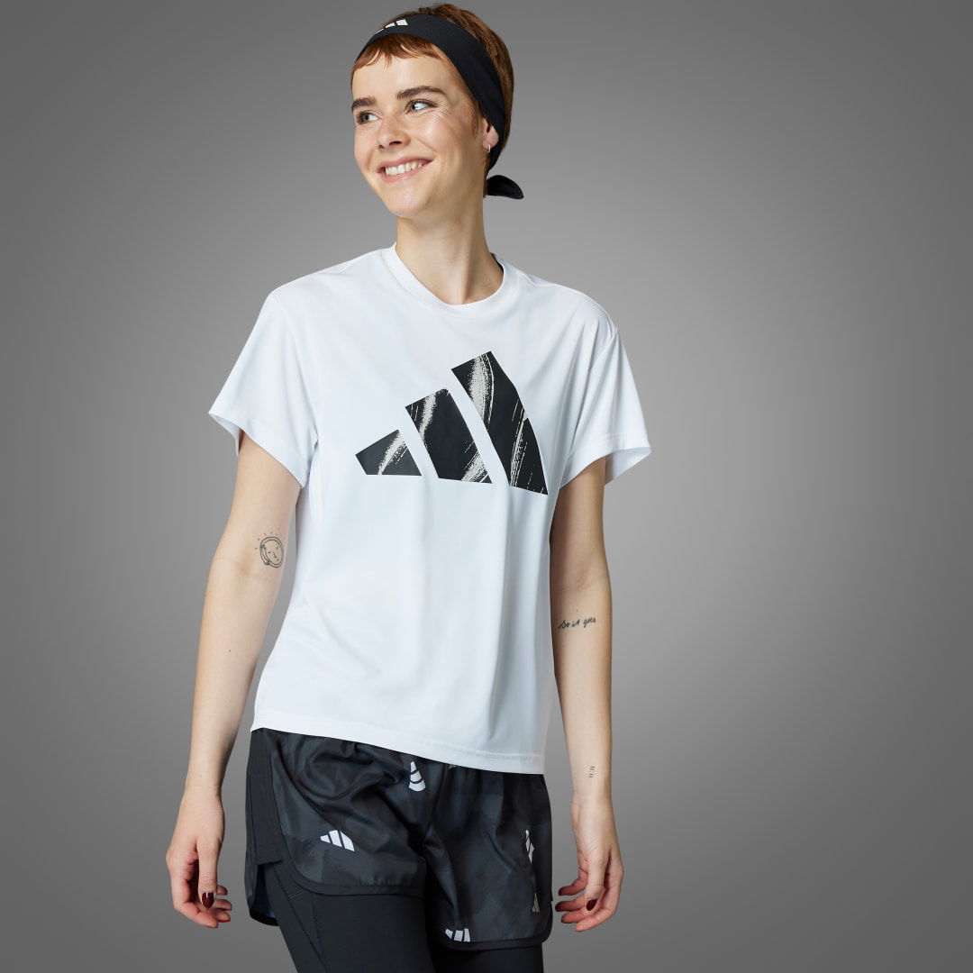 Women's White Printed Running T-Shirt