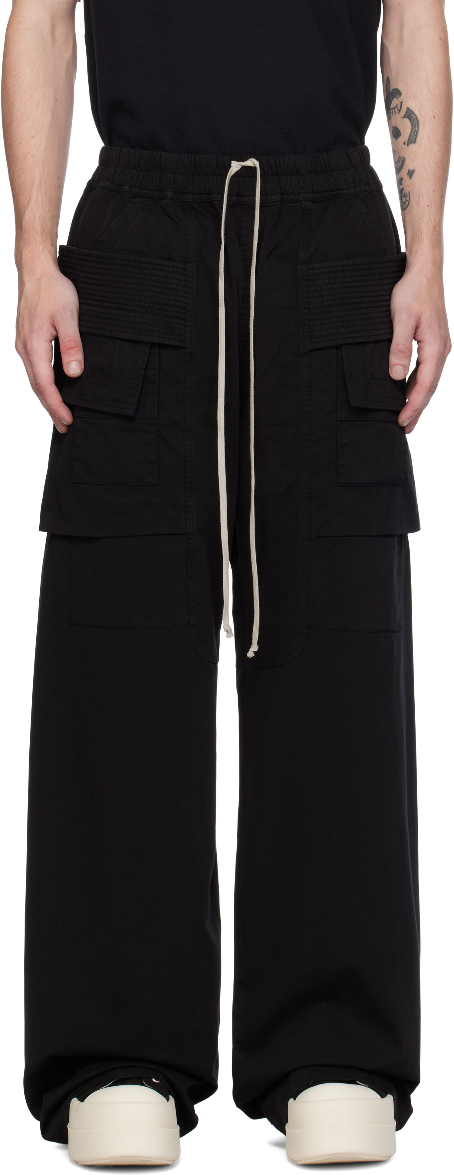 Cargo nohavice Rick Owens Porterville Creatch Drawstring Cargo Pants Čierna | DU02D2394 TW, 0
