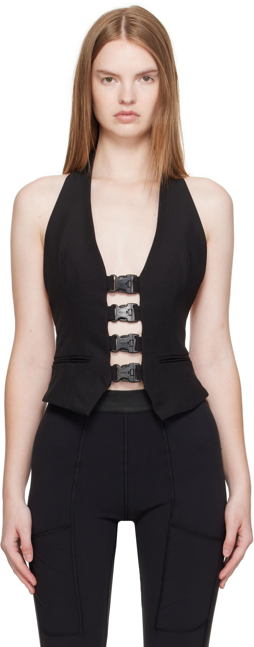 Tielko Coperni Coperni Multi Buckle Halter Top Čierna | COPT35F3004