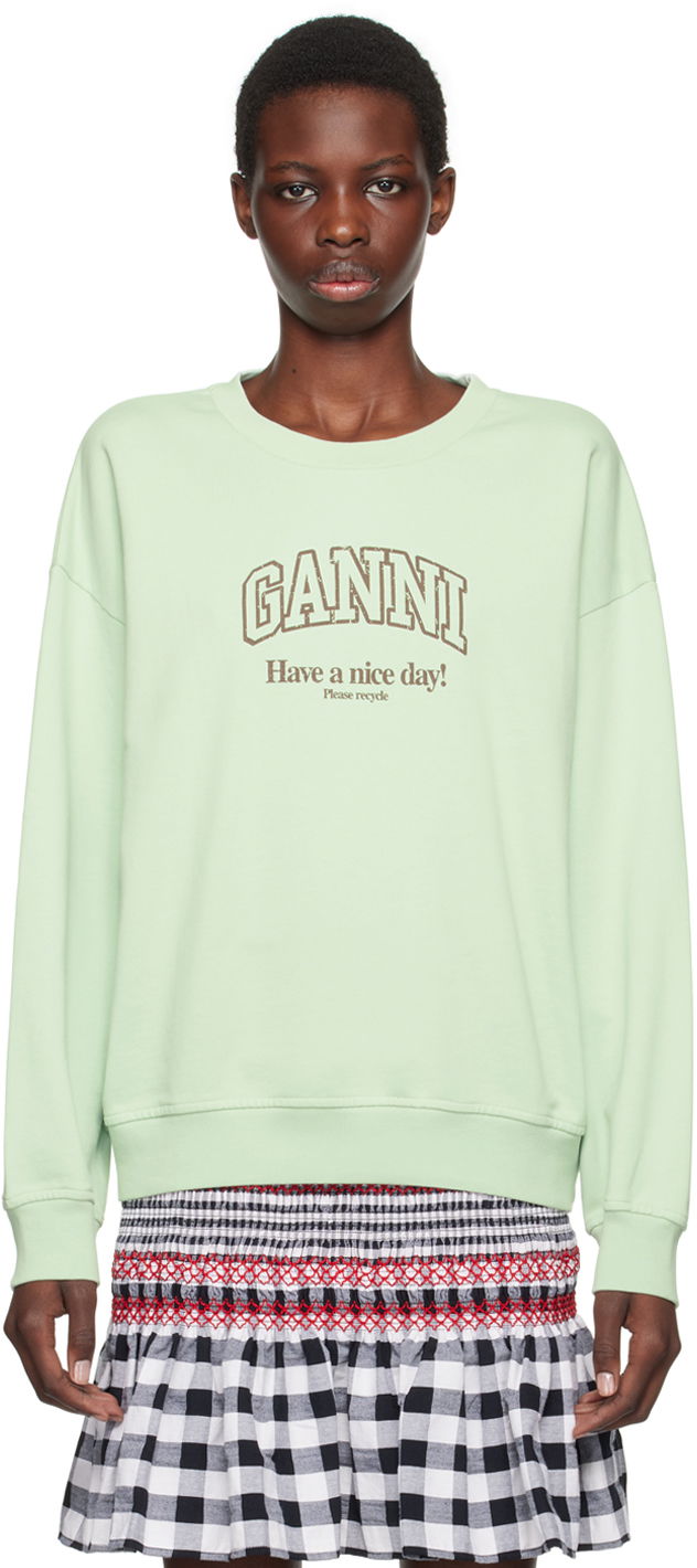 Tričko GANNI Green Isoli Sweatshirt Modrá | T3945, 0
