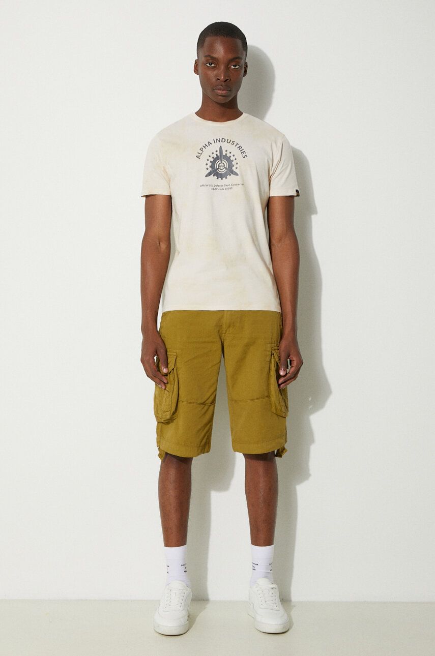 Tričko Alpha Industries T-Shirt With Print Béžová | 106515.136, 1