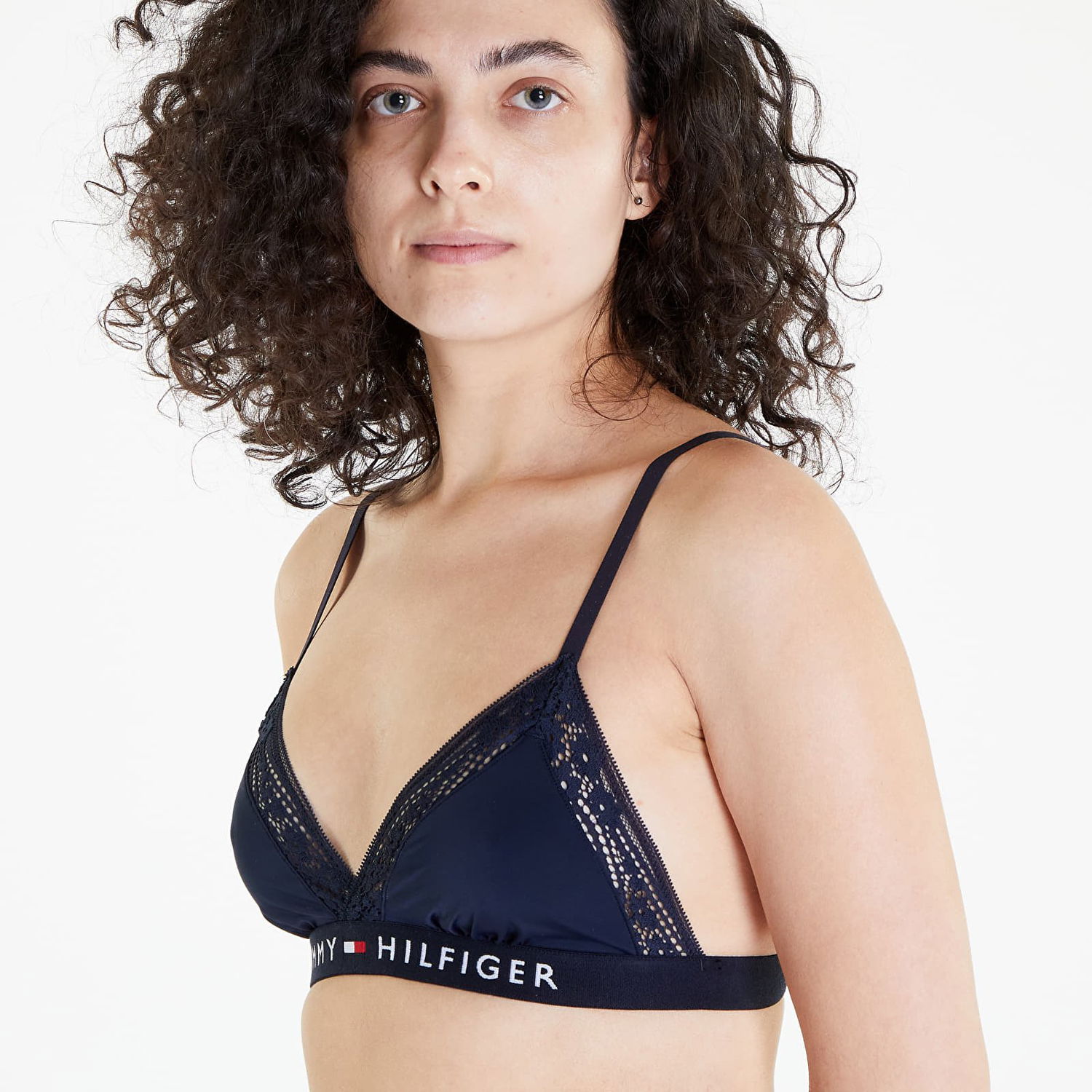 Podprsenka Tommy Hilfiger Original Lace Unlined Lace Triangle Desert Čierna | UW0UW04010 DW5, 1