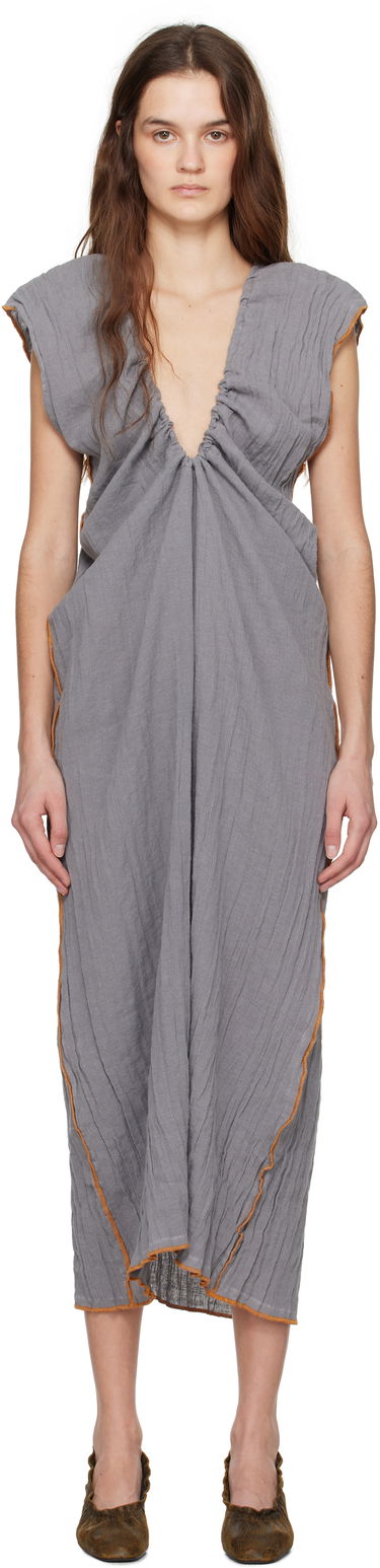 Šaty Baserange Baserange Max Draped Maxi Dress Šedá | DRMX-LC-SP25, 0