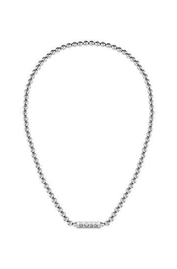 Náhrdelník BOSS BOSS Beaded Necklace with Octagonal Closure Metalická | 1580656