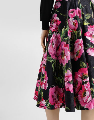 Sukňa Dolce & Gabbana Dolce & Gabbana Peony Print Cotton Circle Skirt Čierna | F4C2ITFSFN9HN5KR, 3