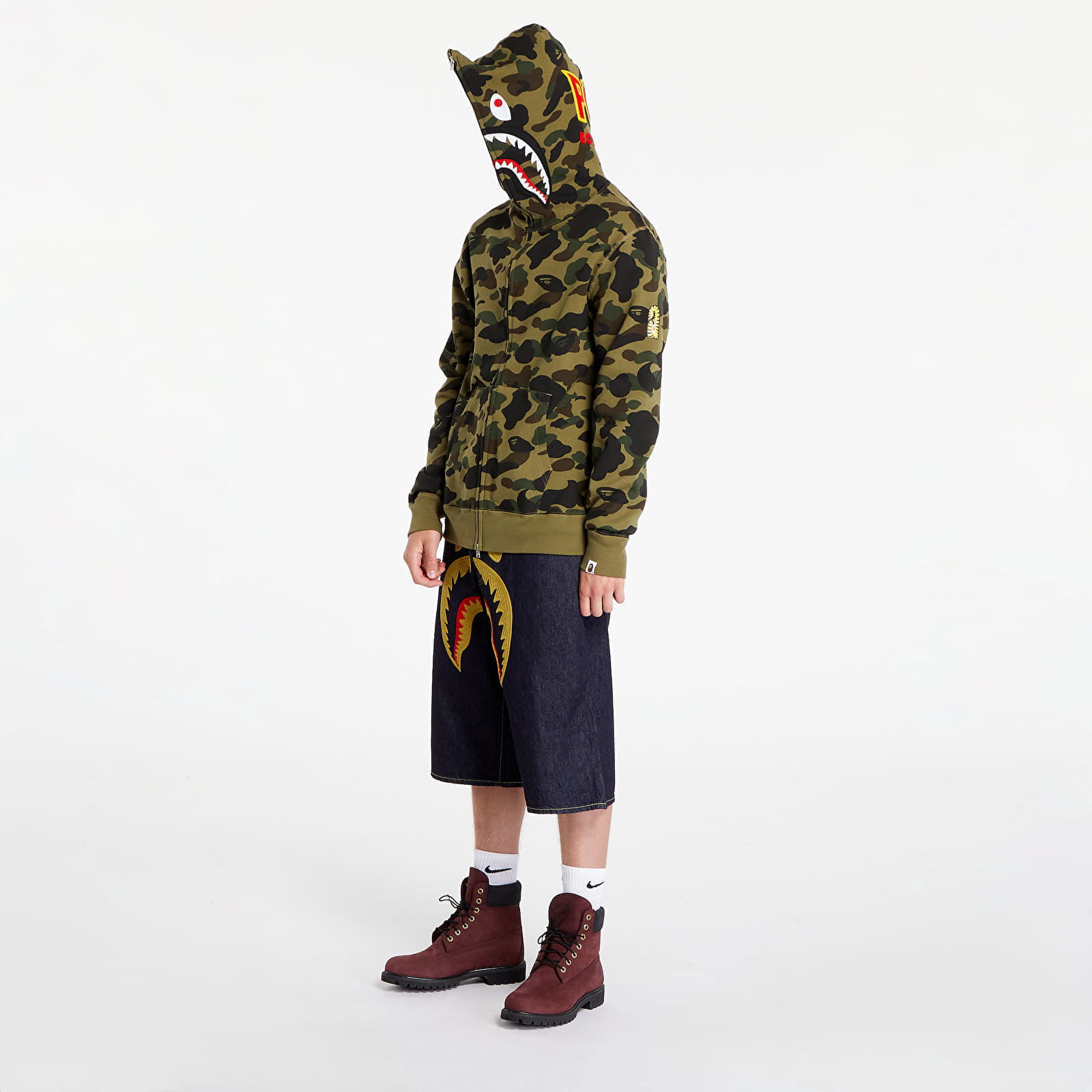 A BATHING APE 1St Camo 2Nd Shark Full Zip Hoodie Green