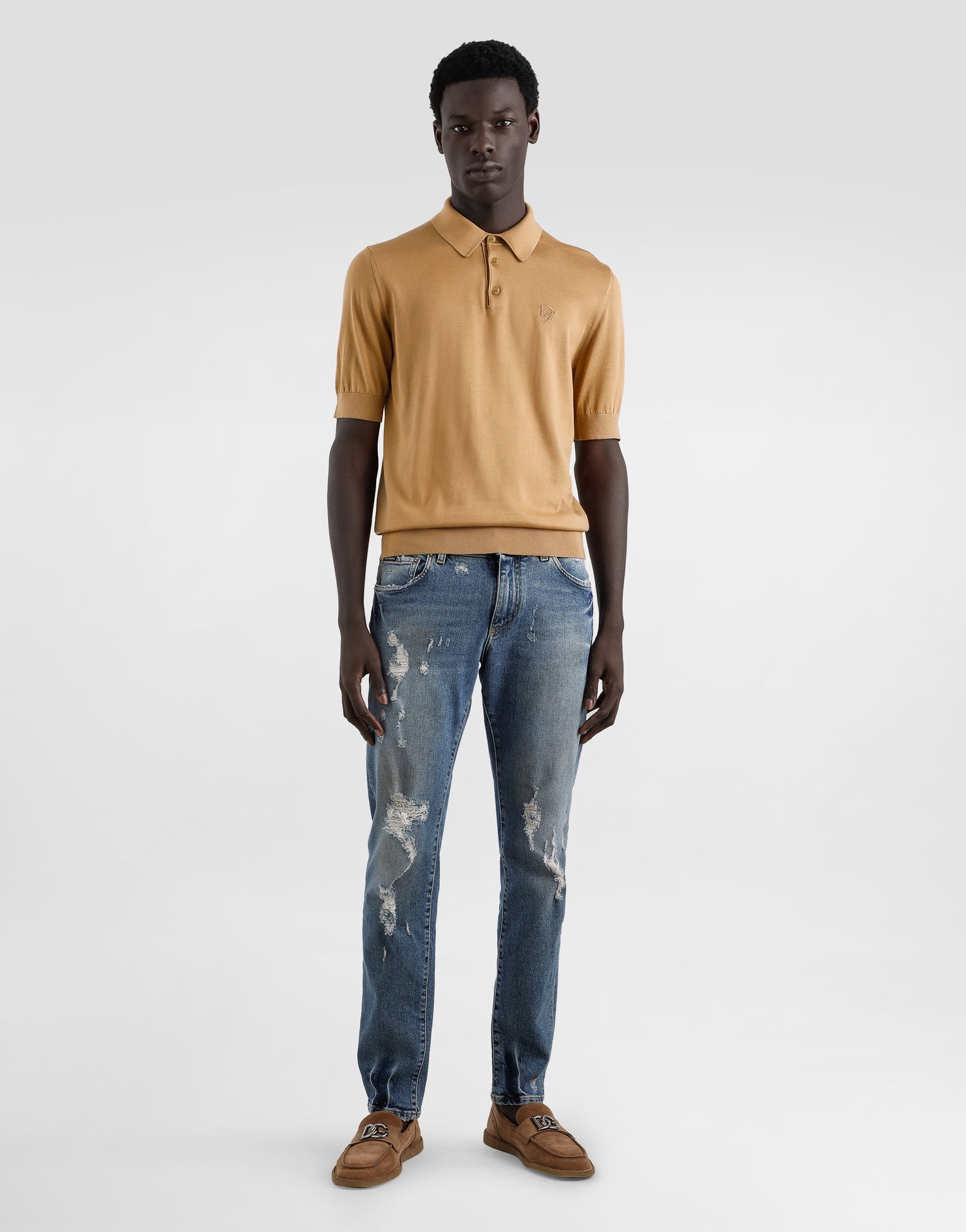 Polo tričko Dolce & Gabbana Dolce & Gabbana Silk Polo-Shirt with Logo Embroidery Béžová | GXZ02ZJBSK3M2366, 1
