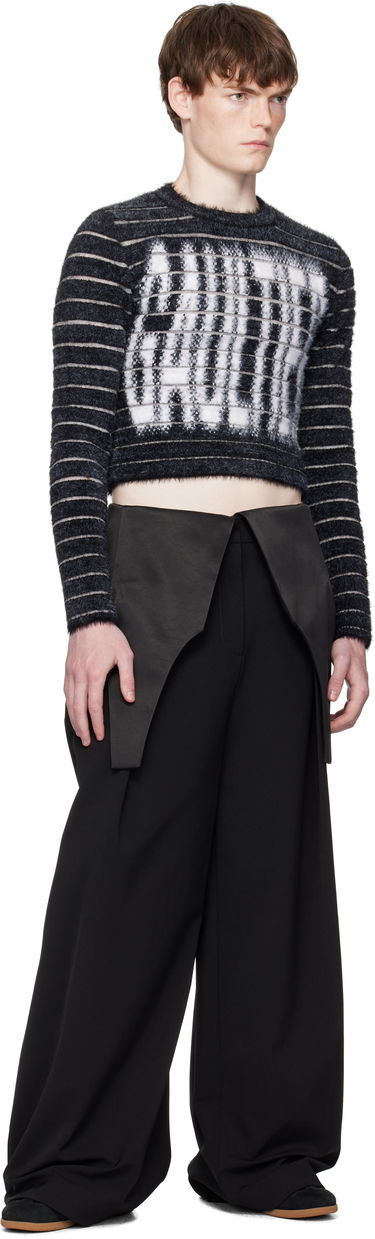 Sveter Jean Paul Gaultier Jean Paul Gaultier Jacquard 'Gaultier' Cropped Sweater Čierna | 25/03-W-PO012-K004-0001, 3