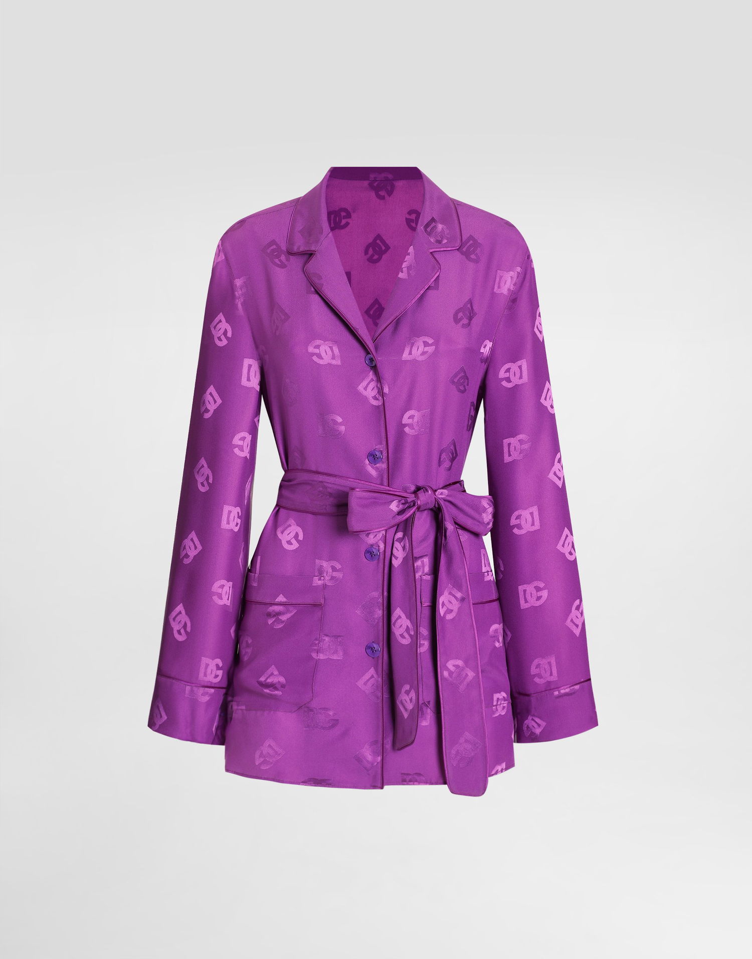 Košeľa Dolce & Gabbana Dolce & Gabbana All-over Silk Jacquard Vanity Shirt Fialová | F5I89TFJ1JOF0571, 0