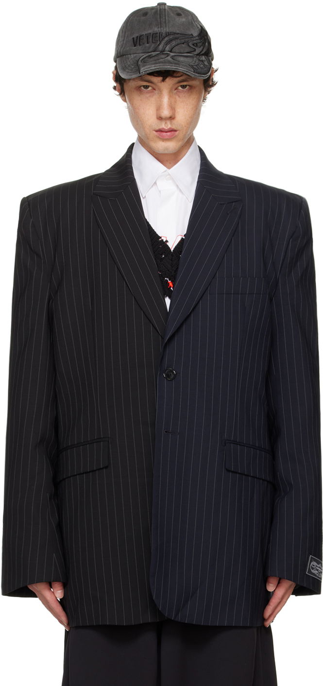 Oblečenie VETEMENTS Black & Navy Split Deconstructed Tailored Blazer Čierna | UA65JA706N, 0