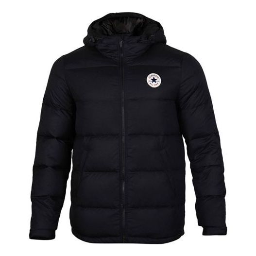 Prešívaná bunda Converse Short Hooded Down Jacket Čierna | 10004603-A02