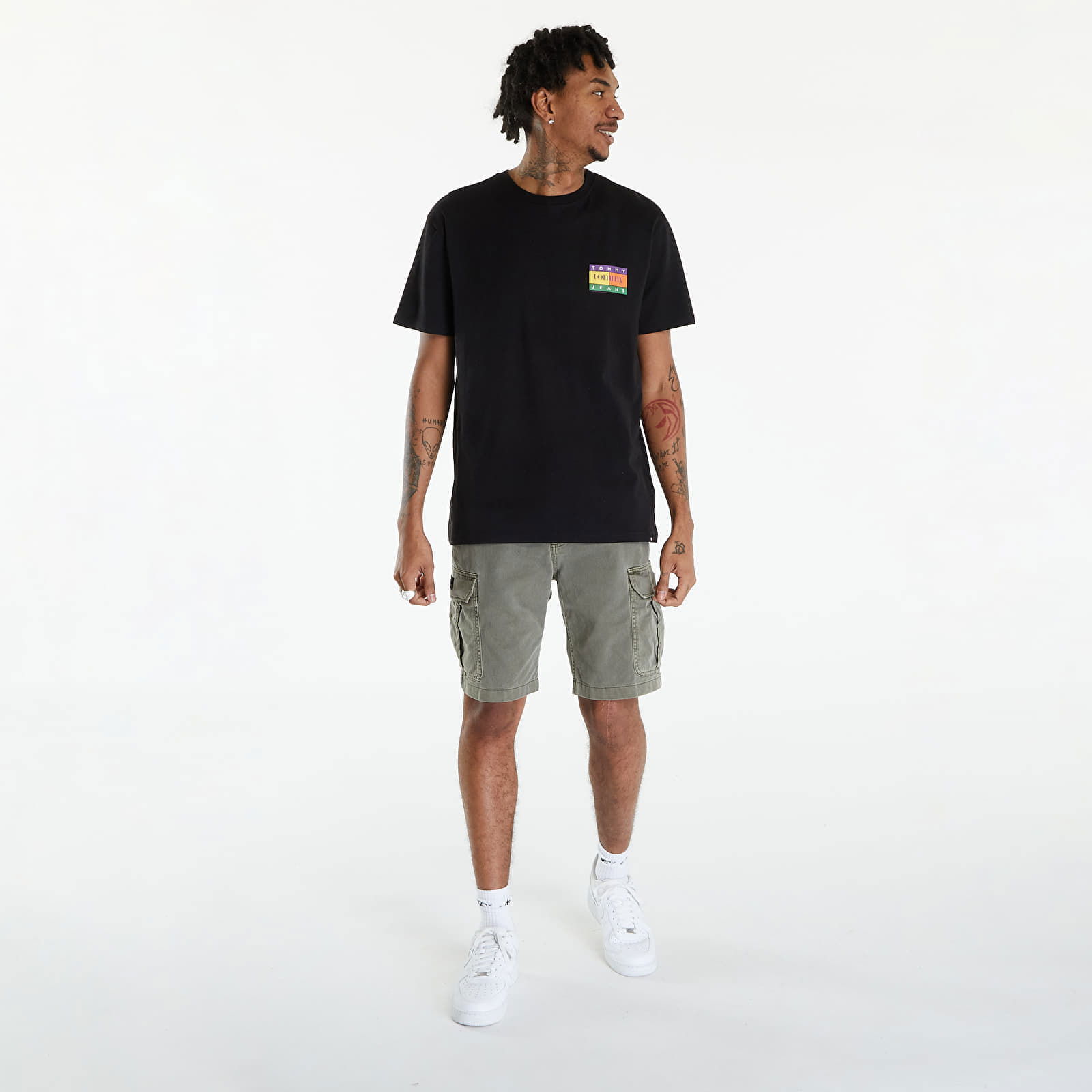 Oversized Serif Flag Back Logo T-Shirt Black