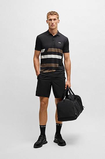 Polo tričko BOSS BOSS Paddy Stretch Jersey Polo Shirt with Stripe Print Čierna | 50536785, 1
