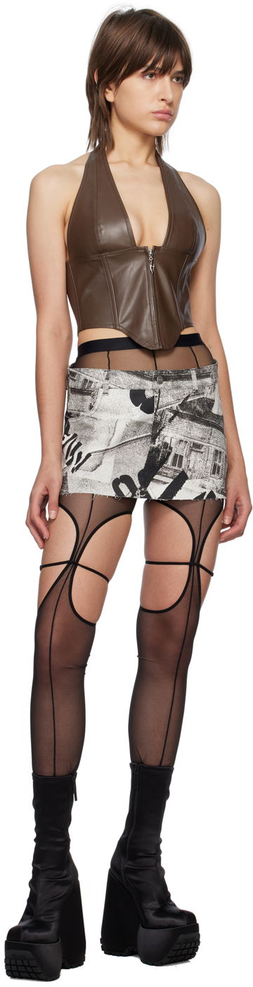 Tielko Miaou Miaou Hannah Jewett Edition Mara Faux-Leather Halter Top Hnedá | 7087VLBRN, 3