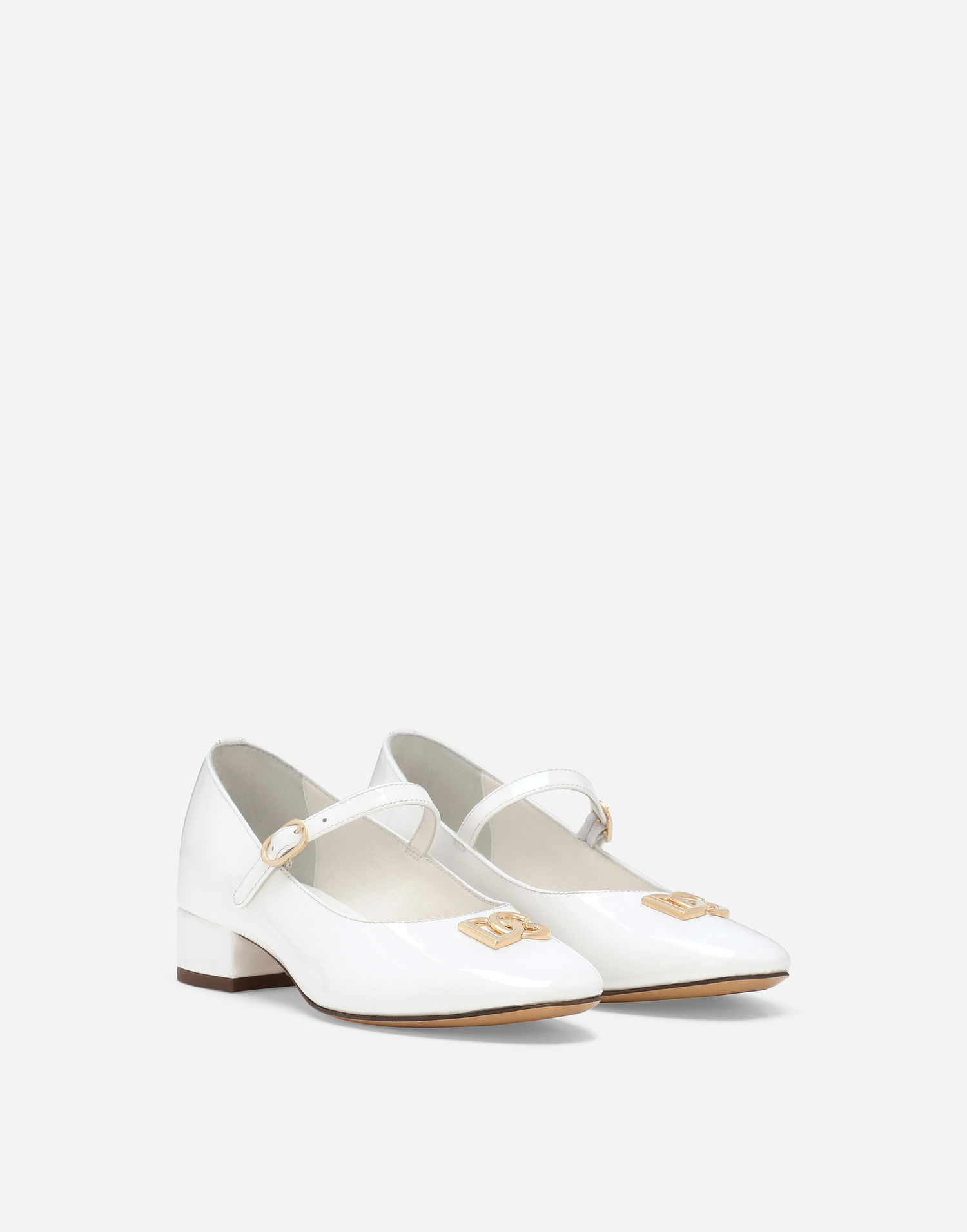 Tenisky a topánky Dolce & Gabbana Dolce & Gabbana Patent Leather Ballet Flats With Heel with DG Logo Biela | D11034A132887682, 1