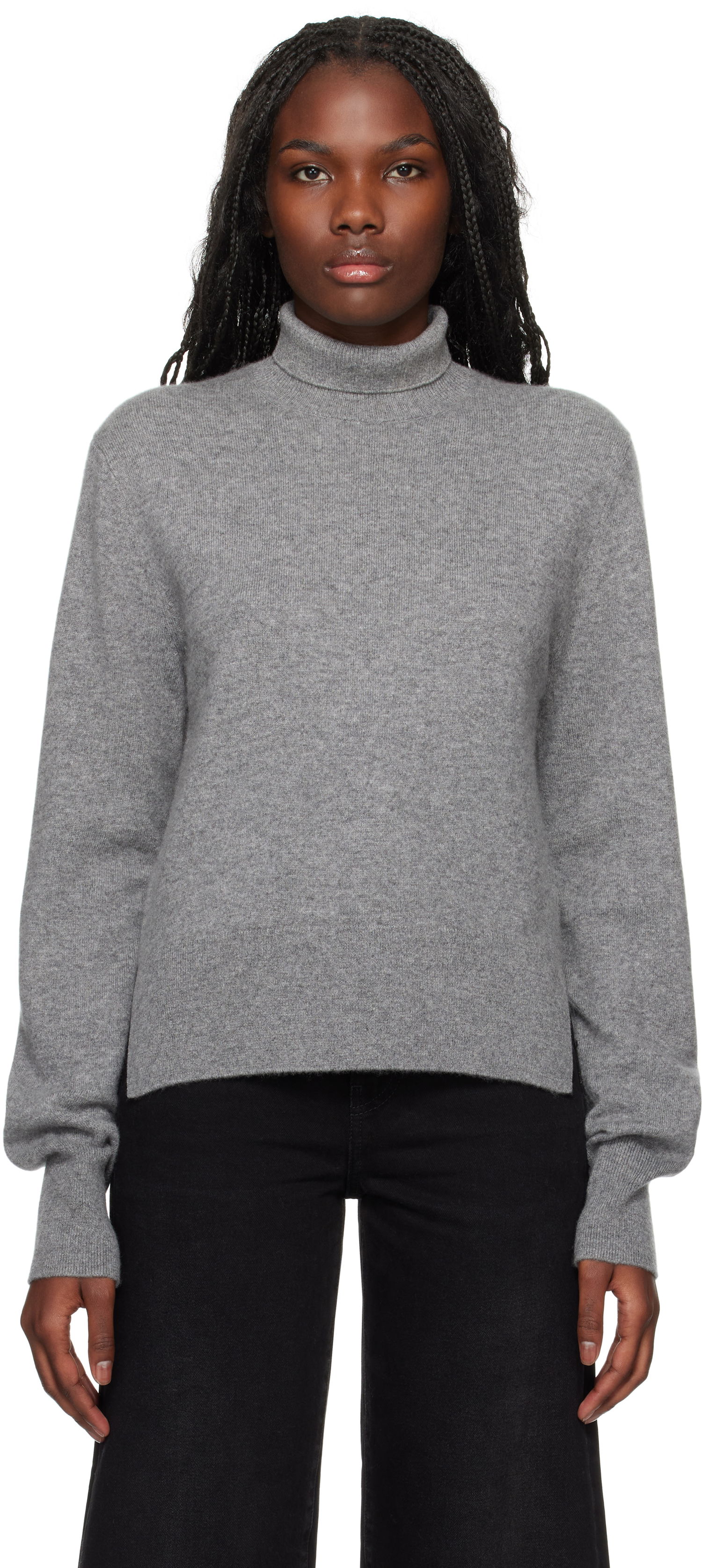Sveter TOTEME TOTEME Cropped Turtleneck Sweater Šedá | 244-WRT0405-YA0016, 0