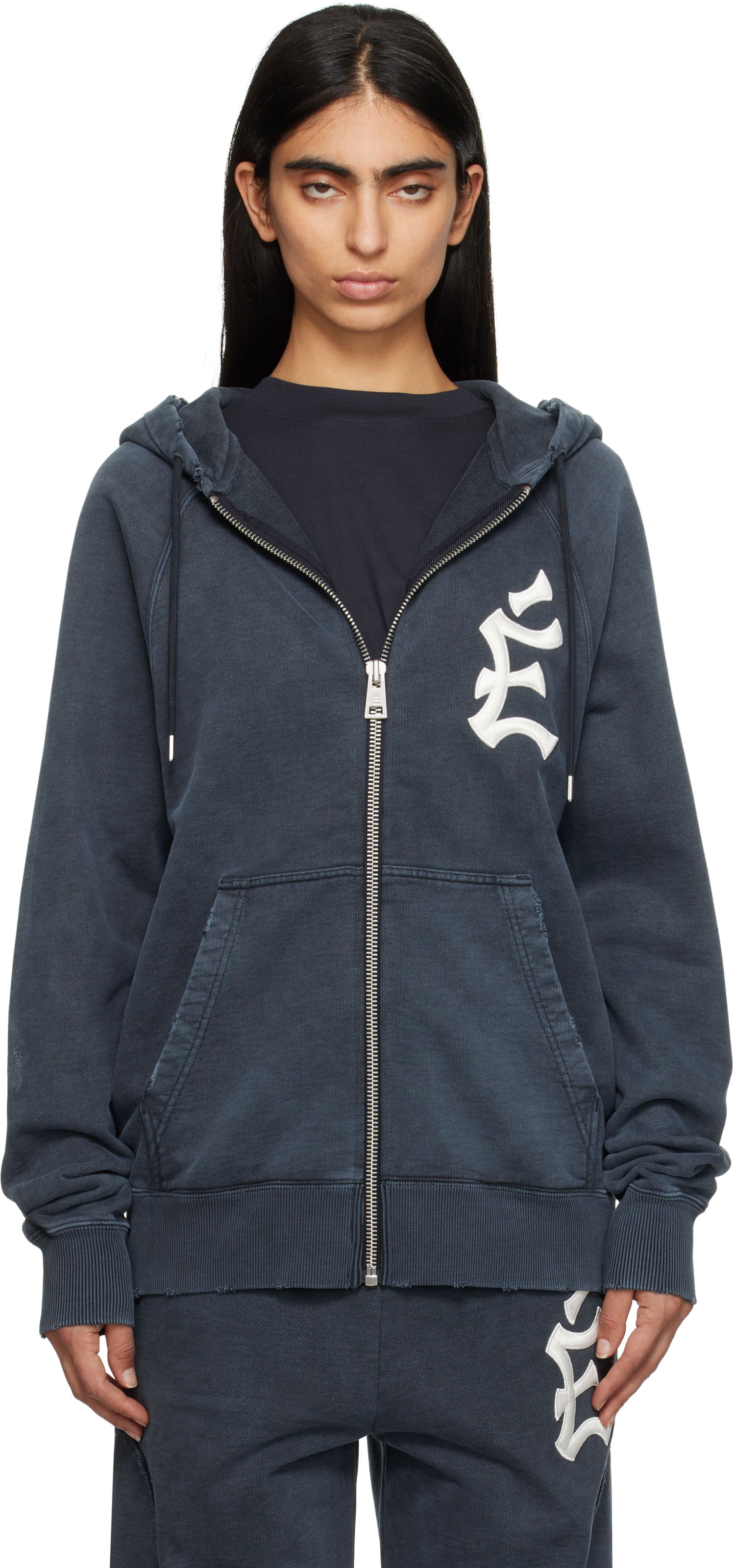 Mikina Études 'The City' Loose Fit Zip-Up Hoodie Modrá | H24MMSWE275-44, 0