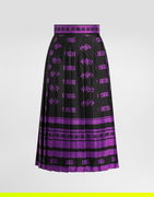 Dolce & Gabbana DG Logo Print Long Pleated Skirt