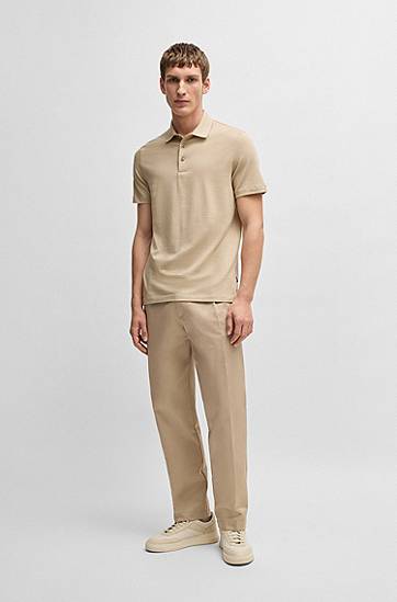 Polo tričko BOSS Slim Fit Polo Shirt with Contrast Collar Béžová | 50536853, 1