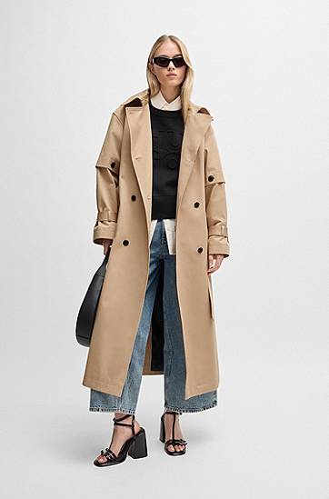 Trenčkot BOSS Double-Breasted Trench Coat Béžová | 50529938, 1