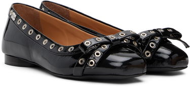 Šaty GANNI GANNI Eyelet Bow Ballerina Flats Čierna | S2755, 3