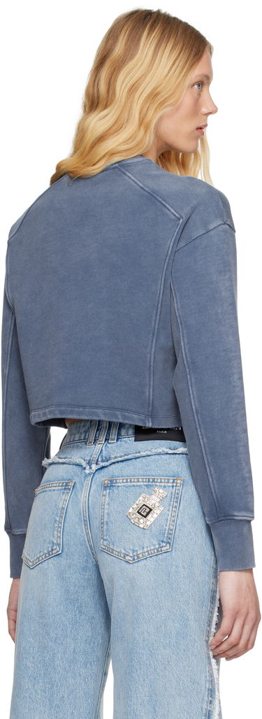 Sveter Balmain Balmain 'Couture' Cropped Embroidered Sweatshirt Modrá | EF1JO076BC96, 2