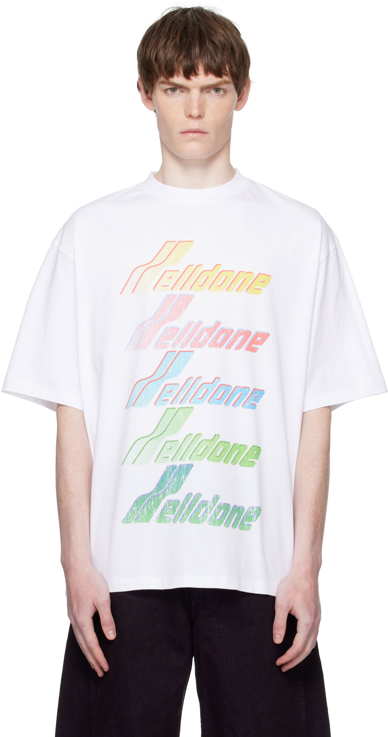 Tričko We11done Multi Rainbow Logo T-Shirt Biela | WD-TT2-25-755-U-WH, 0
