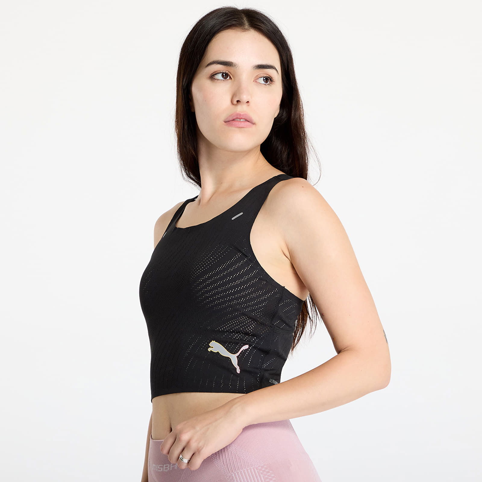 Top Run Ultraspun Crop Top W Black