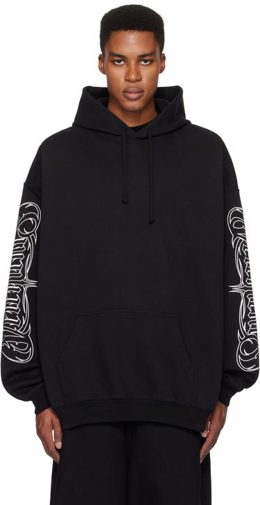 Mikina VETEMENTS Oversized Hoodie With Embroidered Sleeves Čierna | UA66HD750B, 0