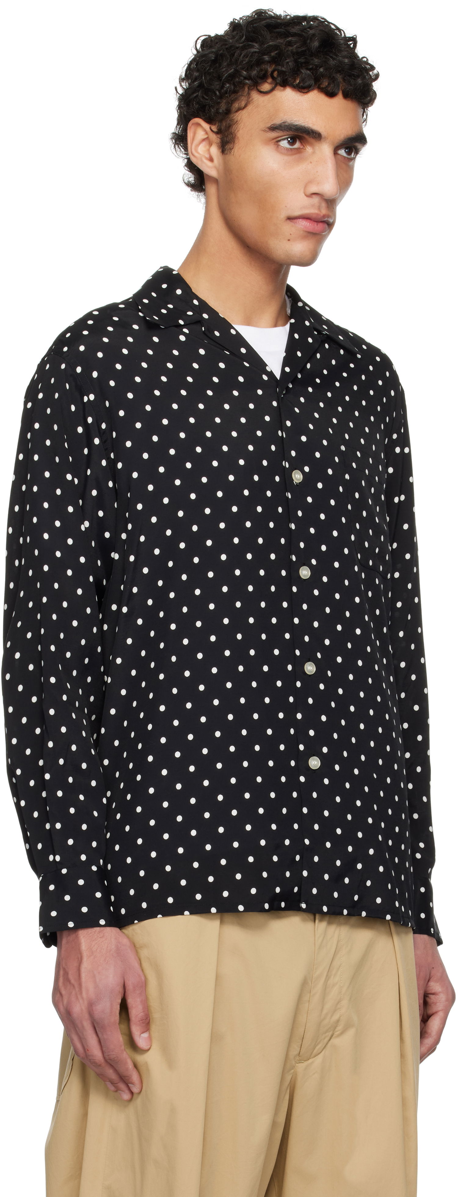 Košeľa WACKO MARIA WACKO MARIA Dots Print Camp Collar Shirt Čierna | 25SSE-WMS-HI01, 1
