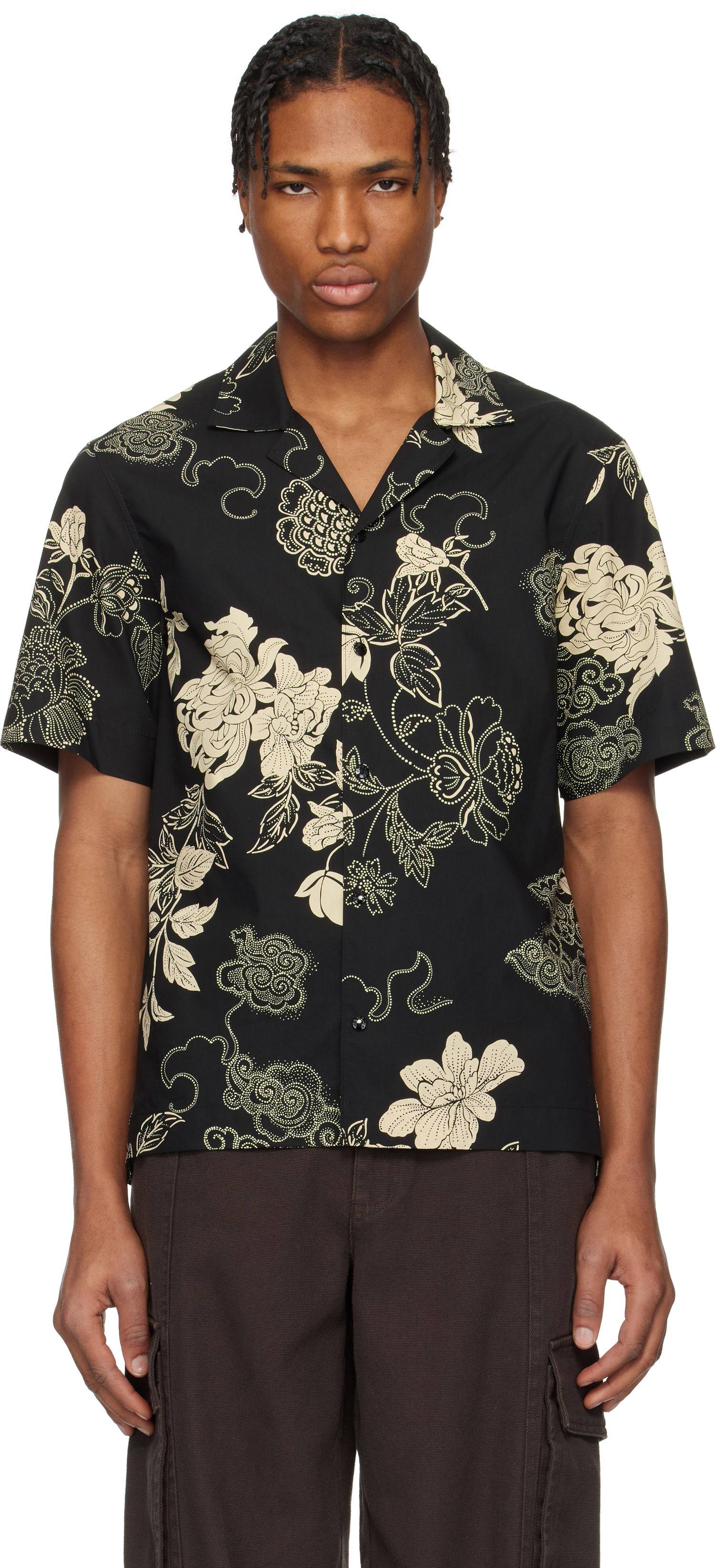 Košeľa Moncler Moncler Floral Print Cotton Shirt Čierna | K10912F00018598I5, 0