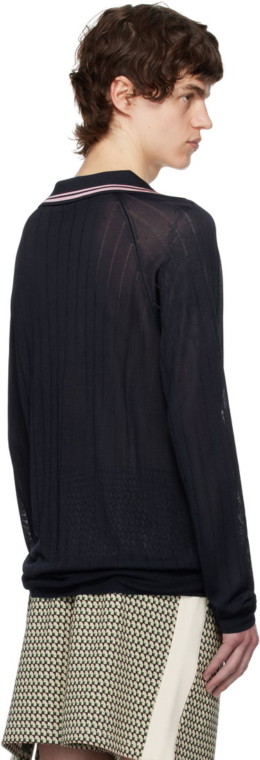 Sveter Wales Bonner Wales Bonner Roots Knit Polo Navy | MS25KN33-KN08-599 BRIGHT RAYON, 2