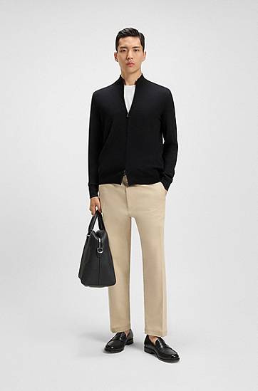 Sveter BOSS Virgin Wool Regular-Fit Cardigan Čierna | 50468254, 1