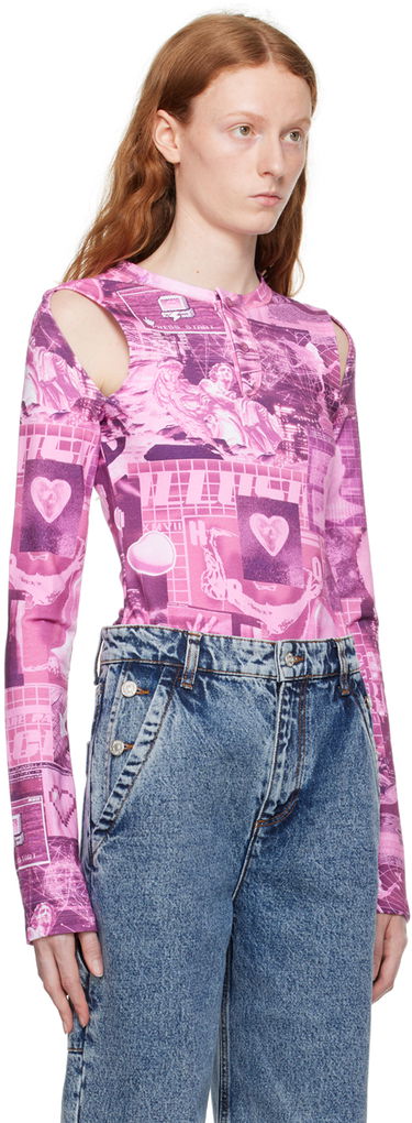 Body Moschino Graphic Print Cut-Out Long Sleeve Bodysuit Ružová | 1101 8254, 1