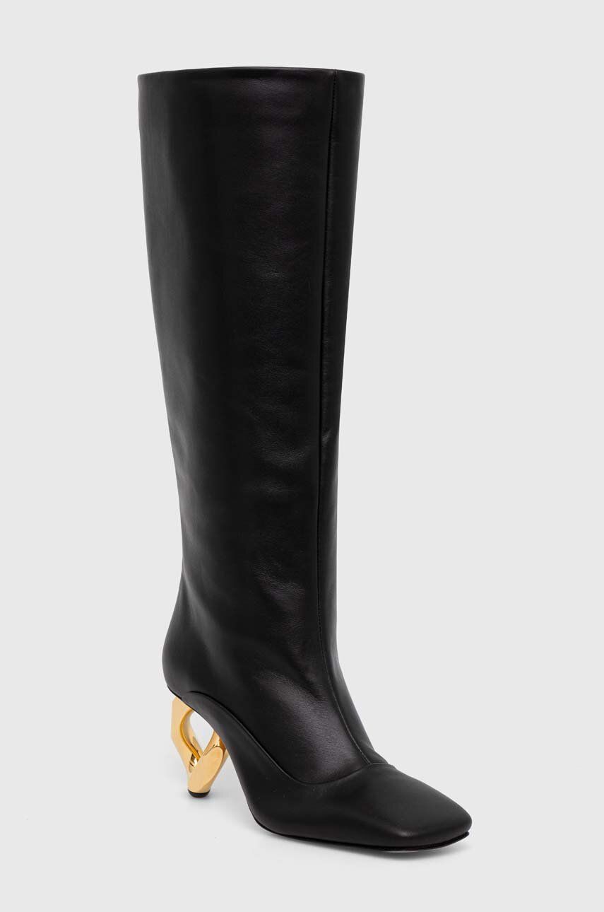 Chain Heel Knee High Boots