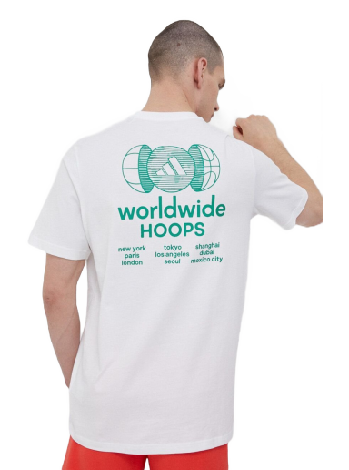 Tričko adidas Performance T-Shirt Worldwide Hoops City Basketball Graphic Tee Biela | IC1872