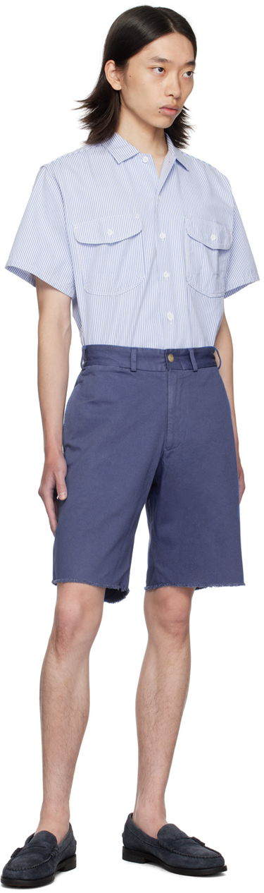 Šortky BEAMS Beams Plus Plain Front Shorts Modrá | 3825-0070-791, 3
