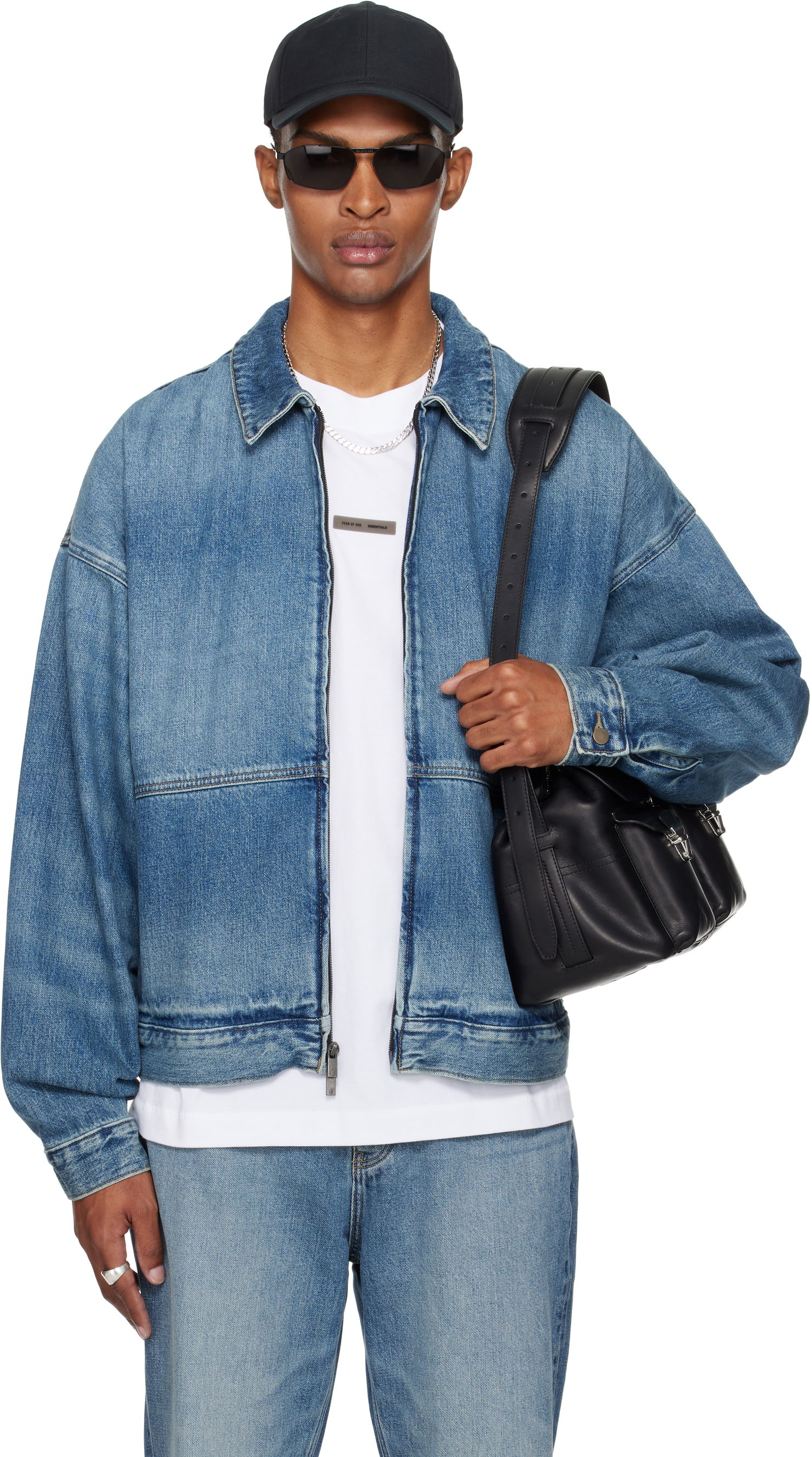 Bunda Fear of God Fear of God ESSENTIALS Denim Trucker Jacket Modrá | 202SP254270F, 0