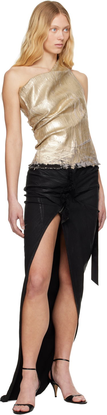 Tielko Rick Owens Rick Owens DRKSHDW Hollywood Athena Cropped One-Shoulder Top Metalická | DS01E3131 SGMC, 3