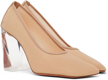 Tenisky a topánky Amina Muaddi Half Glass Pump Heels Béžová | CHARLOTTE GLASS MESH PUMP 95, 3