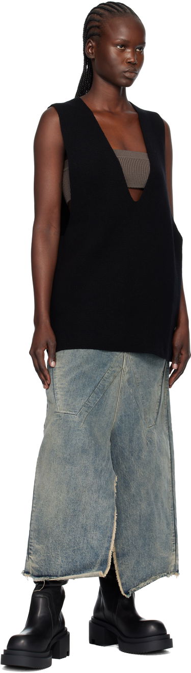 Tielko Rick Owens Concordians Deep V-Neck Knit Tank Top with Ribbed Bandeau Čierna | RP02E4658 CHWSR, 3