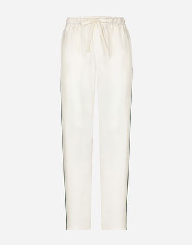 Tepláky Dolce & Gabbana Silk Jogging Pants With Embroidery Biela | GVRMAZFU1S4W0111, 0