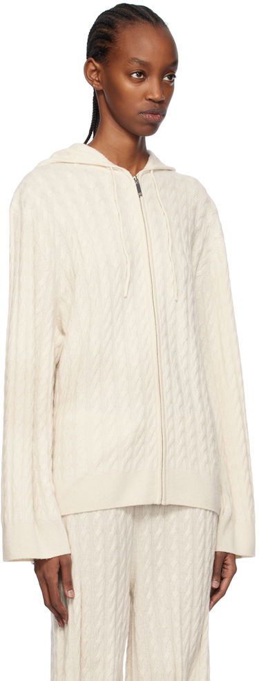 Sveter TOTEME Cable Knit Zip Hoodie Béžová | 241-WRT1024-YA0023, 1